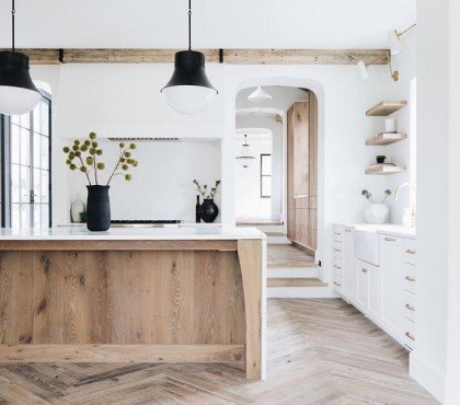 comment aménager et décorer une cuisine blanche en bois moderne scandinave rustique 2023