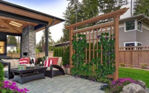 comment cacher un vis a vis au jardin beauté treillis plantes grimpantes