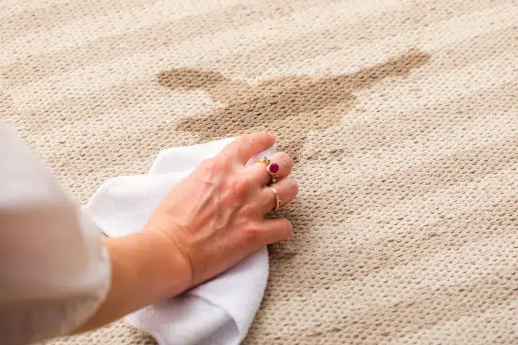 comment enlever taches de thé tissu tapis tache récente ancienne sel vinaigre bicarbonate soude