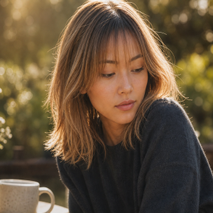 Frange fine coupe cheveux femme 2023, cheveux longs mi-longs blonds avec frange légère aérienne