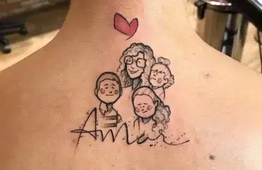 idée tatouage famille sur la nuque recréer un dessin d'enfant