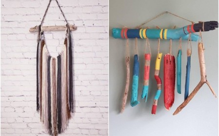 idées décoration murale bois flotté fabriquer soi meme macramé peinture