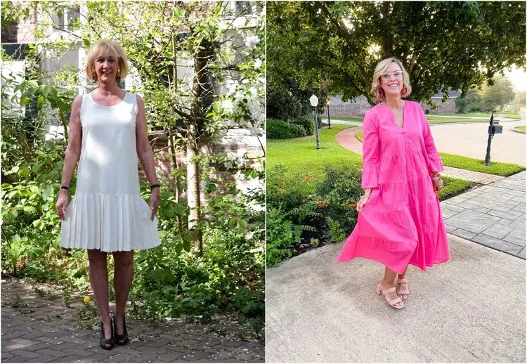 robe cocktail pour femme de 65 ans amincissante robe fluide évasée pour cacher le ventre paraître plus mince robe habillée 60 70 ans