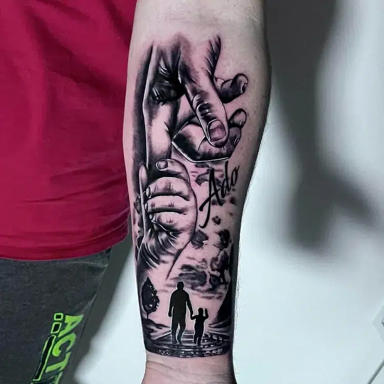 tatouage famille avant bras grande taille pour homme