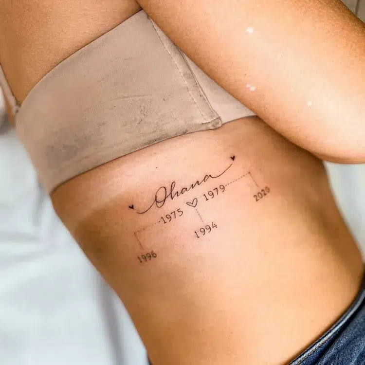 tatouage famille avec date de naissance tatouage ohana