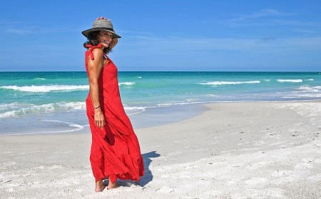 robe de plage femme 60 ans été mer portefeuille rayée manches ventre anti age tendance