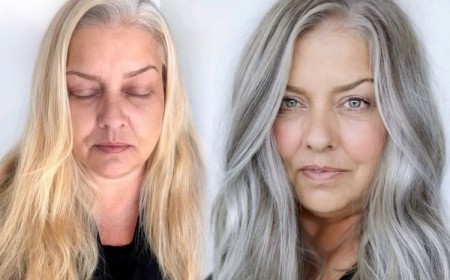 balayage gris pour femme de 60 ans