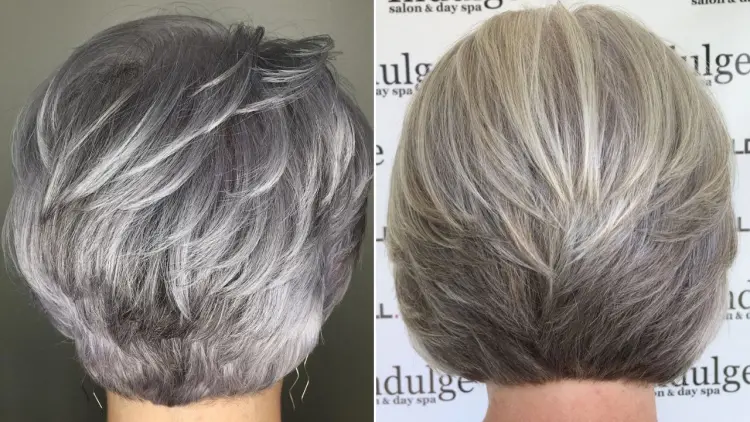 balayage gris pour femme de 60 ans cacher les cheveux blancs
