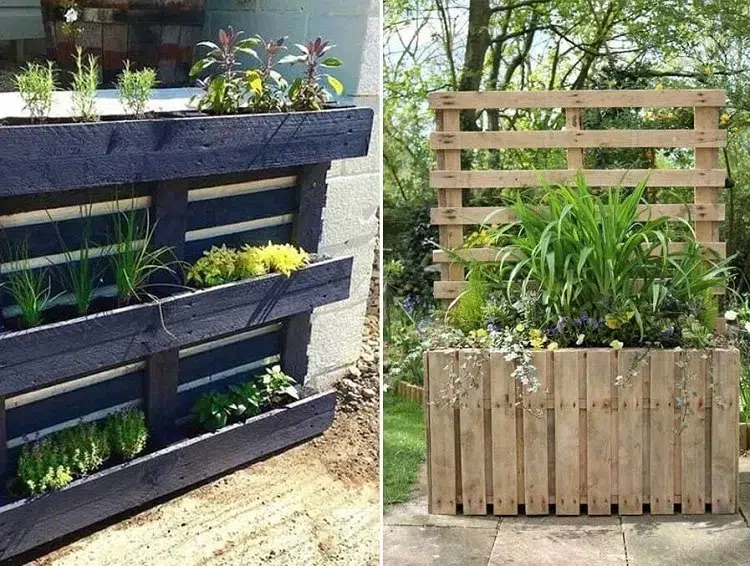 idée jardinière en palette de bois récyclé déco récup jardin à faire soi meme