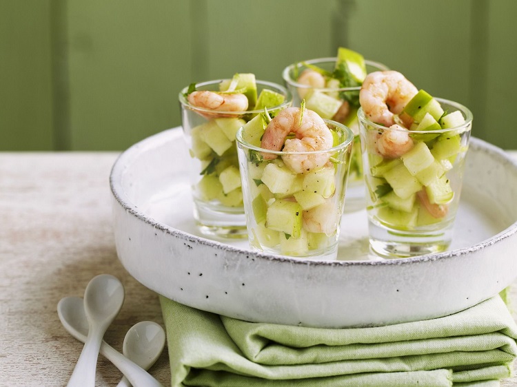 recette verrine salée avec pommes vertes crevettes apéro dinatoire