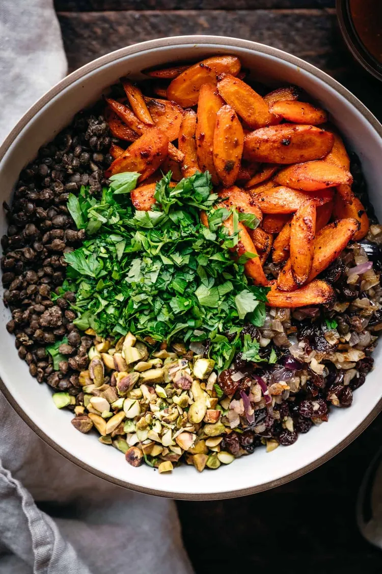 salade de lentilles marocaine aux carottes et aux pistaches recette originale