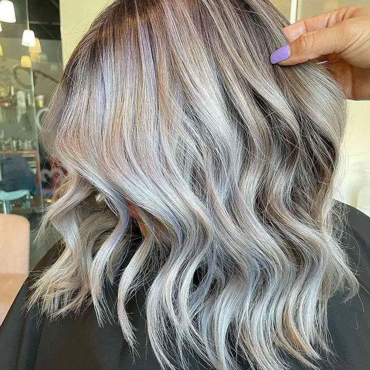 balayage cheveux gris