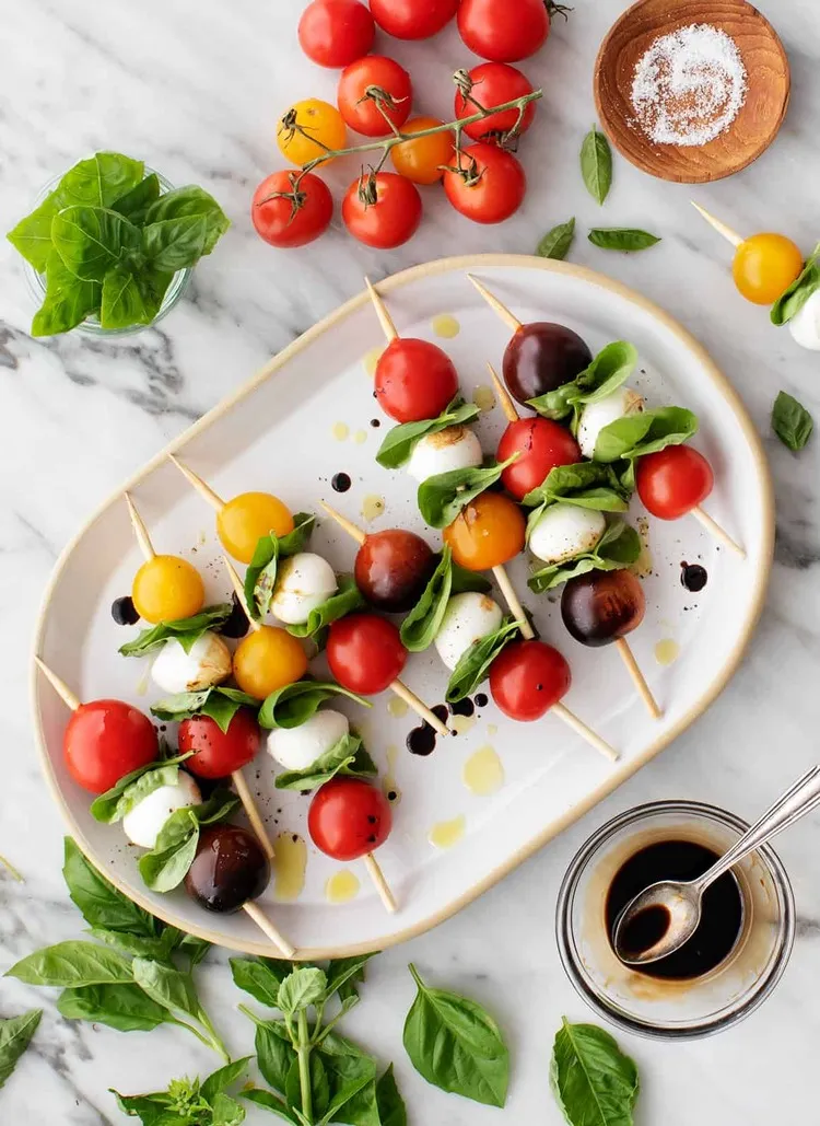 apéro dînatoire canicule 2023 brochettes caprese recette réduction balsamique