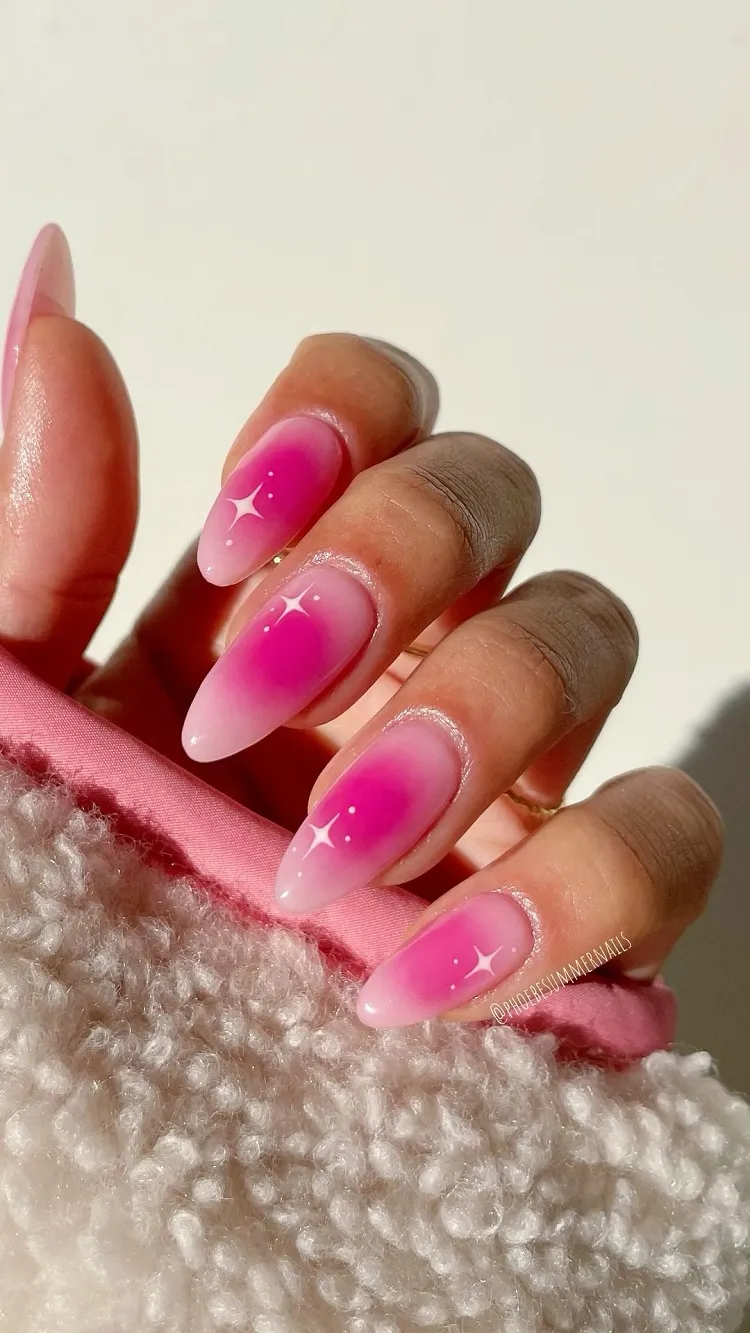 aura nails pink barbie manicure trend september 2023 back to school nail art