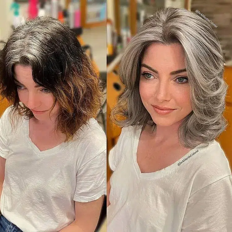 balayage pour cheveux gris idées coiffure tendance sublimer les cheveux blancs