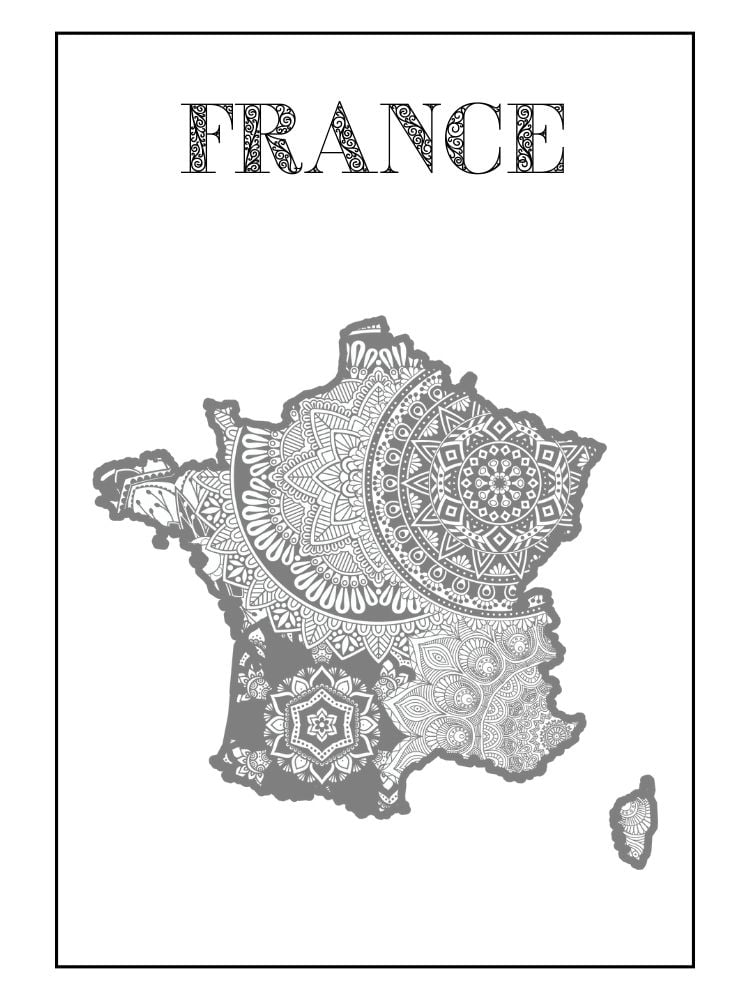 carte france mandala à imprimer