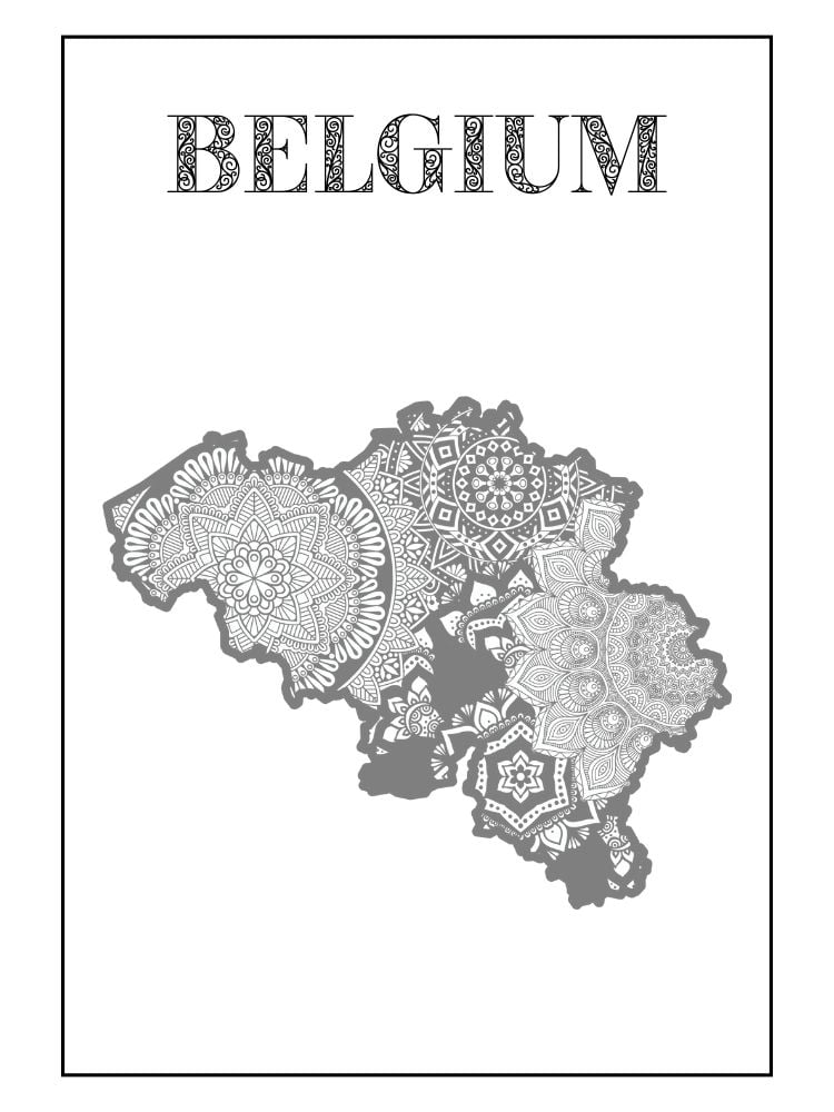 carte mandala belgique à colorier adultes