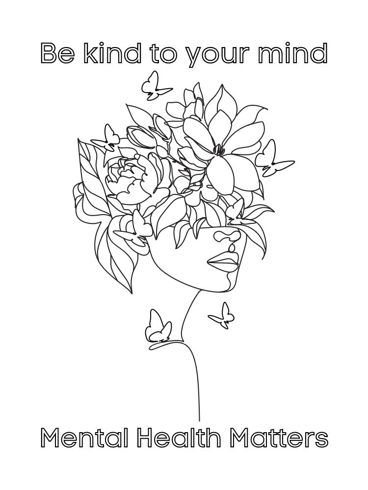 coloriage femme avec plantes jeu mental