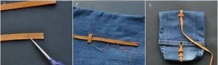 comment réutiliser un jean ceinture cuir marron fabriquer sac trousse
