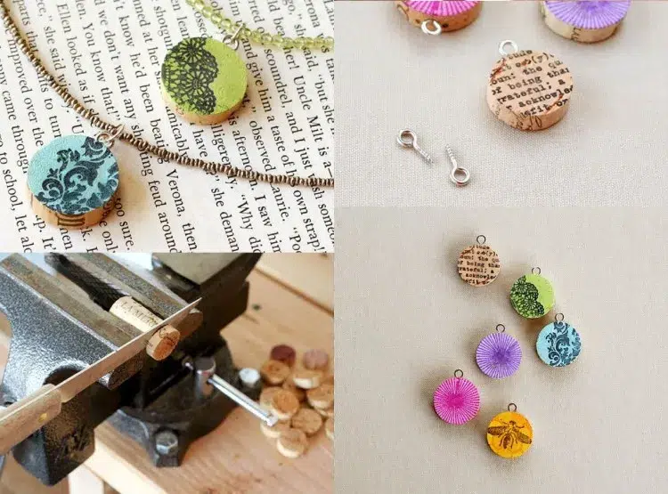 idée bricolage avec des bouchons en liège recycler bijoux fantaisie