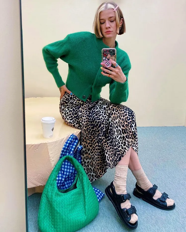 tenue jupe longue leopard