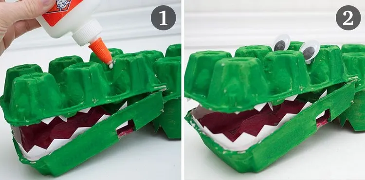 comment recycler les boîtes à œufs pour faire un crocodille