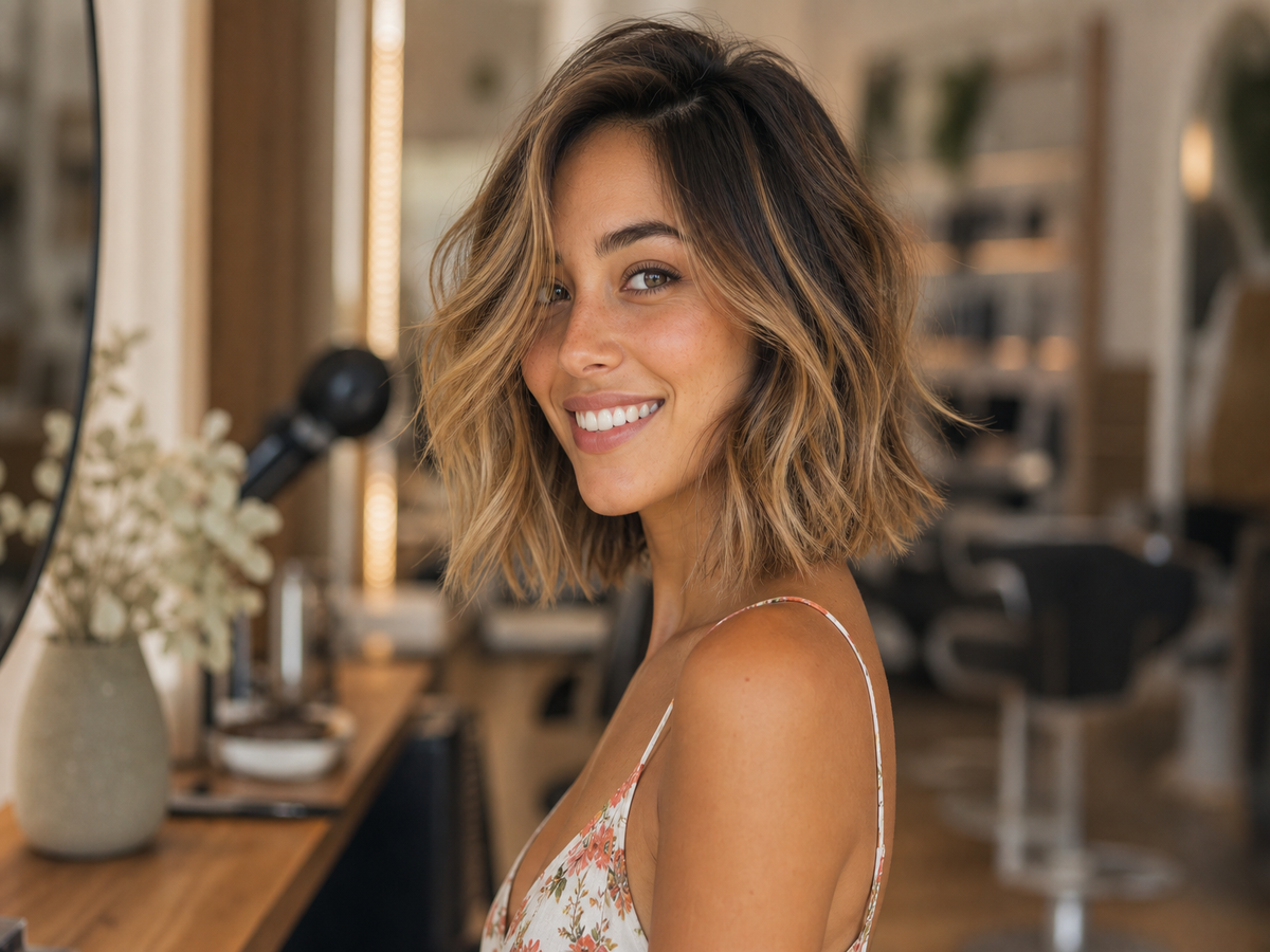 carré épaule pour cheveux fins shaggy dégradé