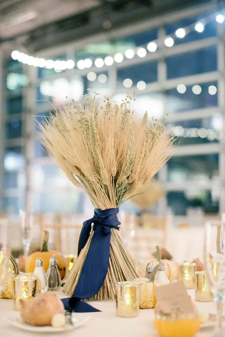 centre de table automne mariage à faire soi même décoration bouquet épis de blé