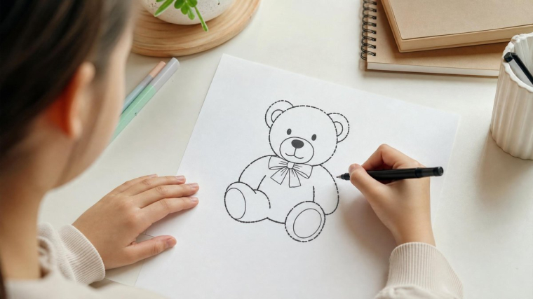 comment dessiner un nounours étapes enfants ecole primaire
