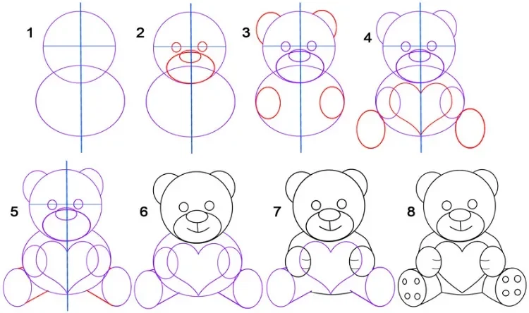 comment dessiner un nounours par étapes enfants ecole primaire