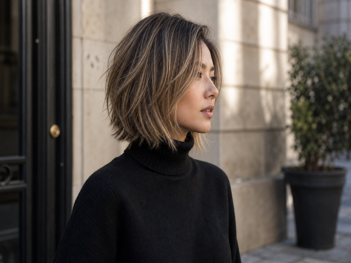 coupe de cheveux mi court dégradé femme