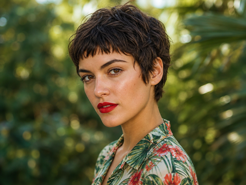 cheveux femme dégradé effilé mi court