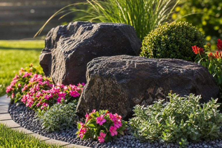 déco jardin avec des grosses pierres