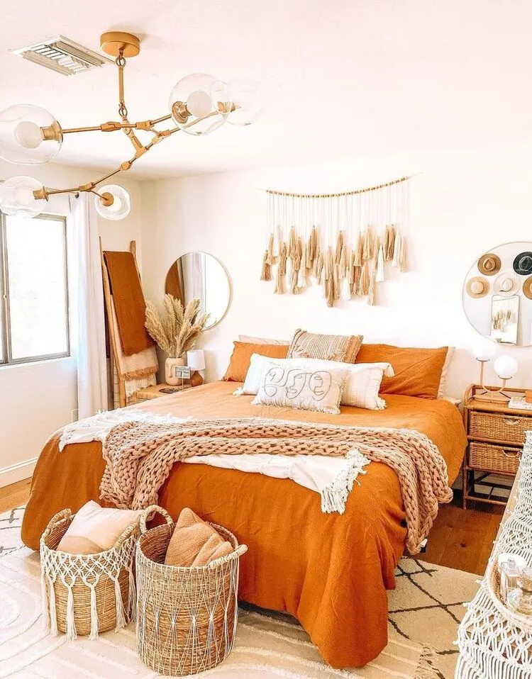 décoration de chambre automne couleurs automnales orange