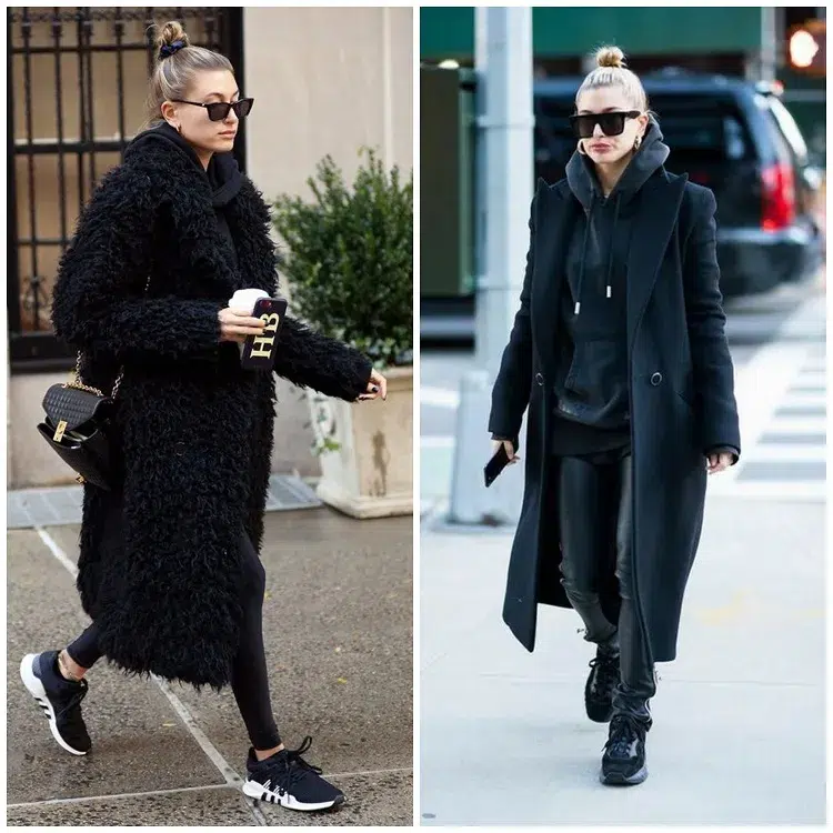 hoodies noirs femme manteau long idées tenue avec sweat à capuche automne 2023