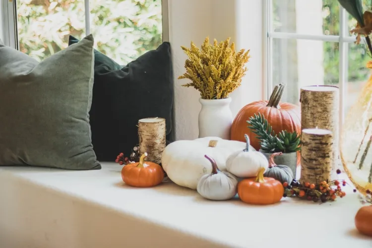 idées pour décoration automne embellir rebord fenêtre parure minimaliste