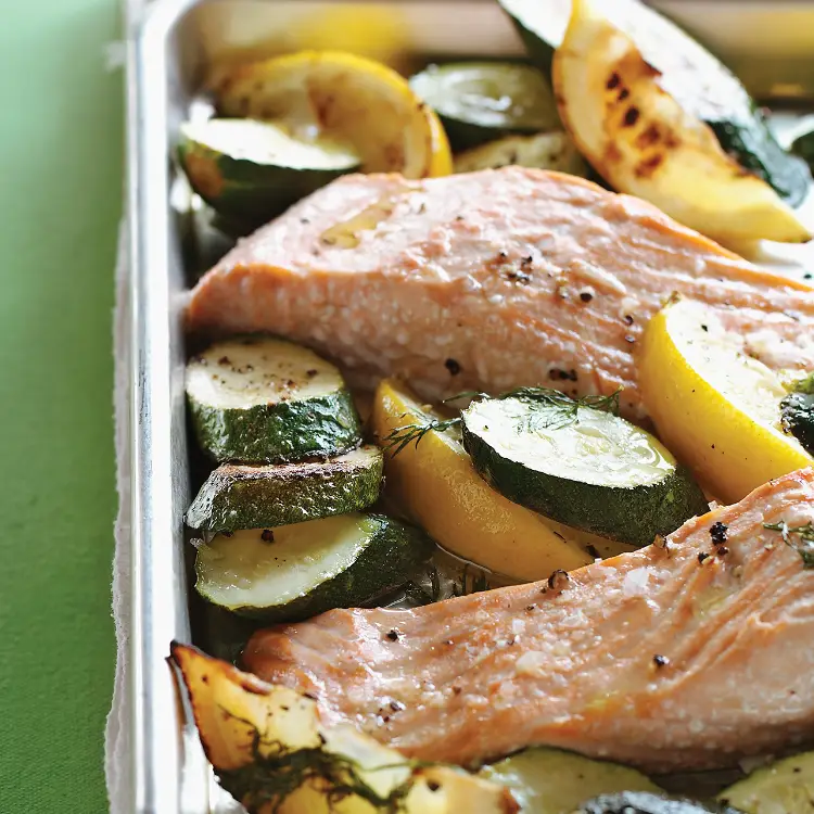 recette simple pour personnes agées saumon four courgettes légumes saison