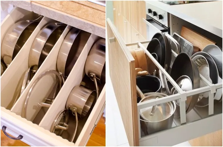astuces comment ranger ses poeles et casseroles couvercles séparateurs tiroir