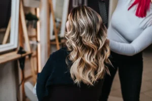 balayage pour femme 50 ans blond sur brun cheveux longs shutterstock