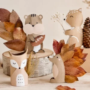 bricolage rouleau papier toilette vide feuilles activité automne animaux foret mignons