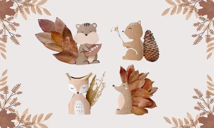bricolage rouleau papier toilette vide feuilles activité automne animaux foret mignons