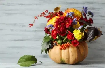 composition florale avec citrouille idée diy déco automne