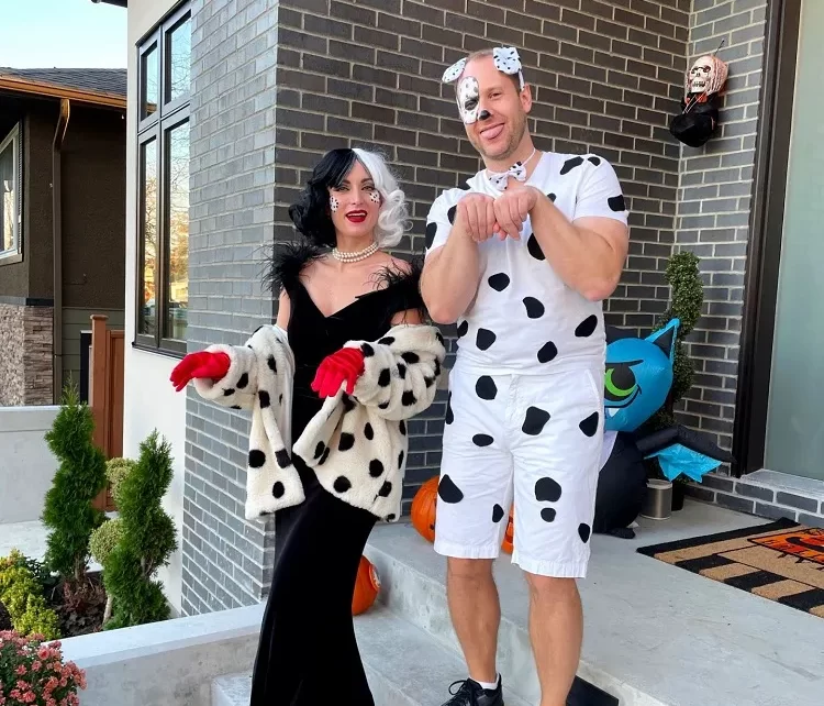 costume cruelle et le dalmatien couple adulte halloween déguisement original diy 2023