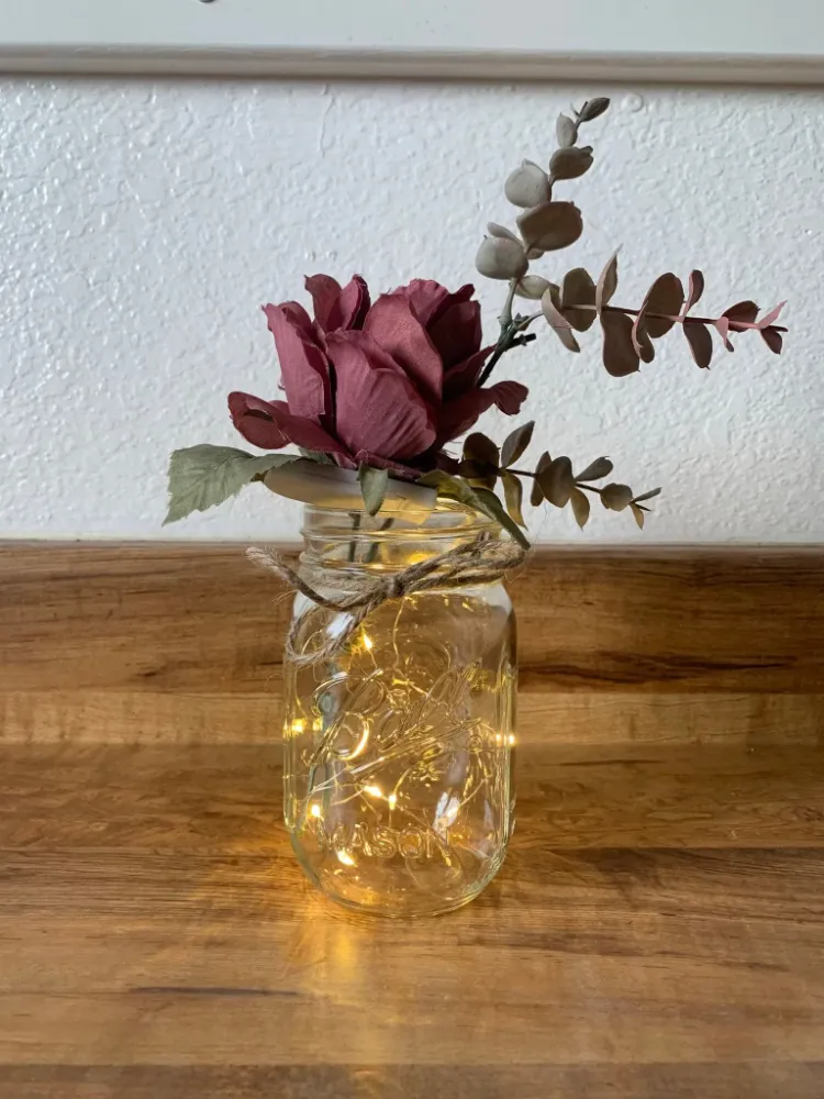 déco automne 2023 diy vase bocal lumineux guirlande led fleurs séchées a faire soi meme