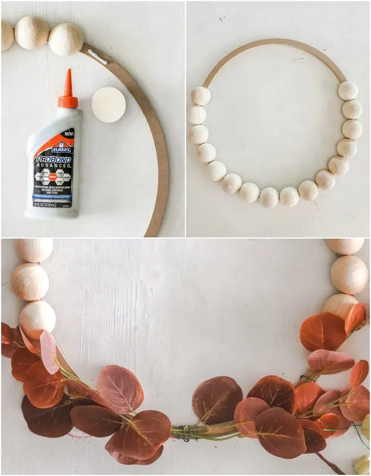fabriquer une couronne d'automne avec des perles de bois fendues instructions