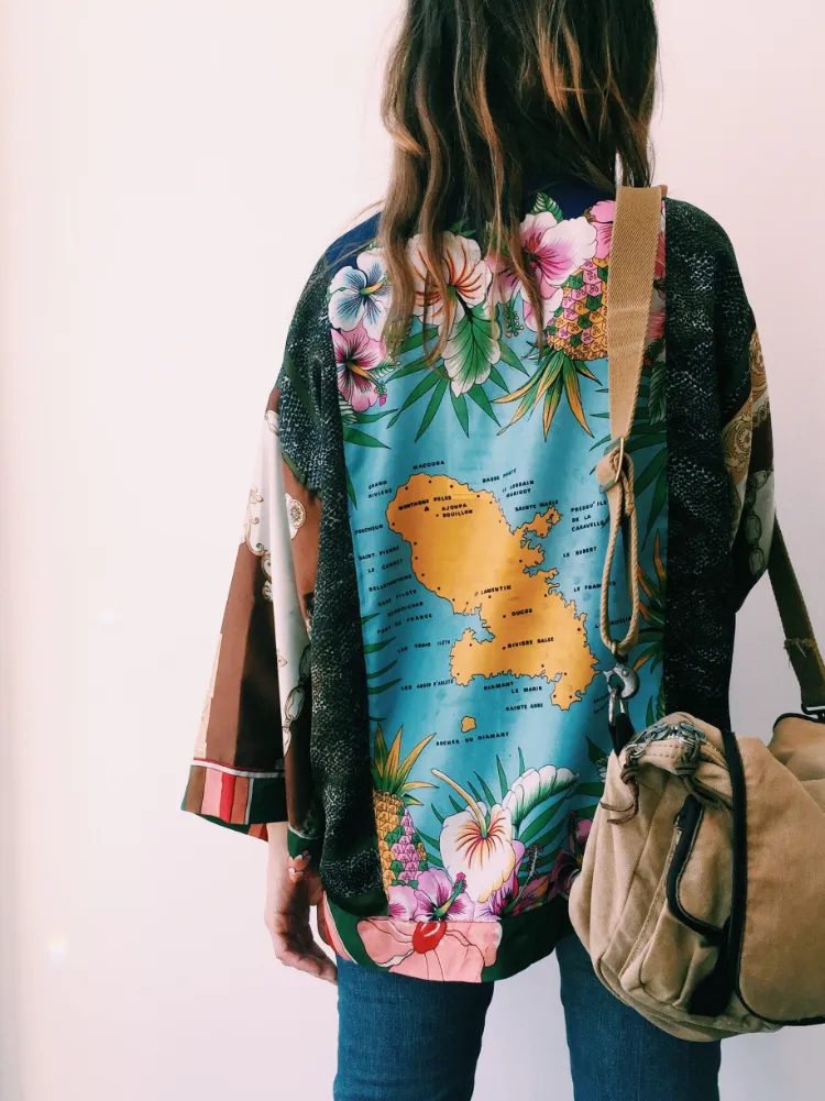 idée créative recyclage vieilles chemises kimono patchwork faire