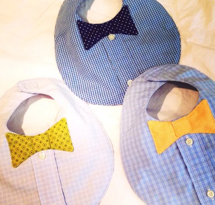 idées créatives recyclage vieilles chemises homme bavoirs bébé