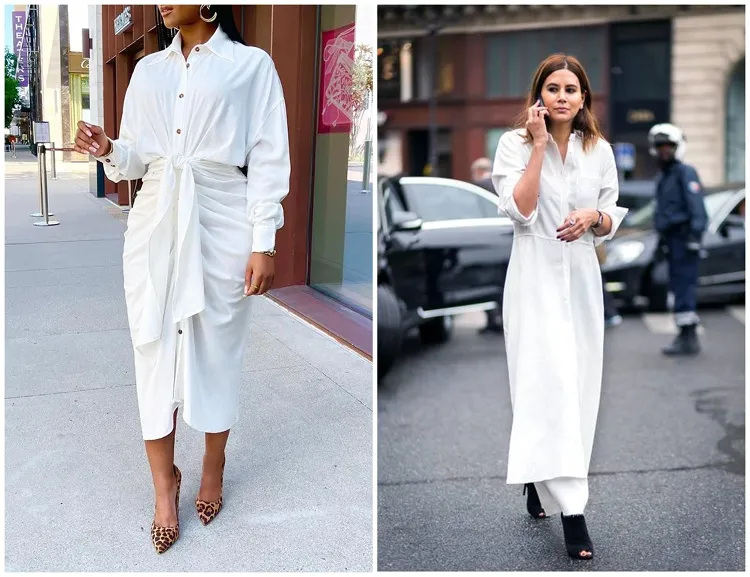 modèles robe chemise blanche femme 40 50 ans tendance automne 2023
