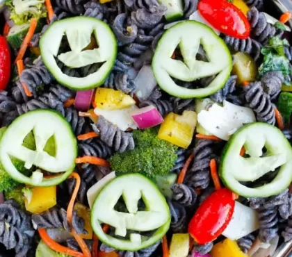 recette salade halloween multicolore pates et légumes sains