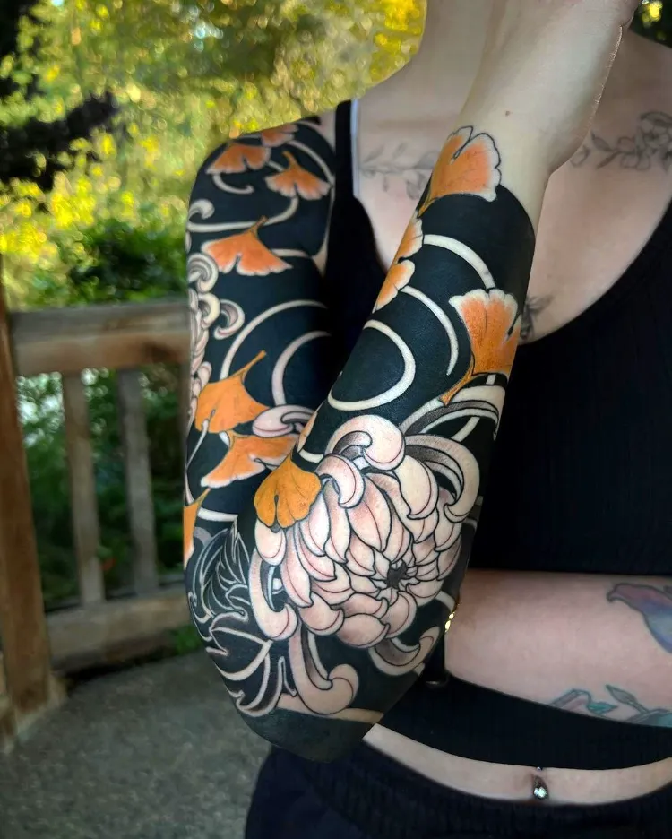tatouage chrysanthème japonais irezumi style japonais